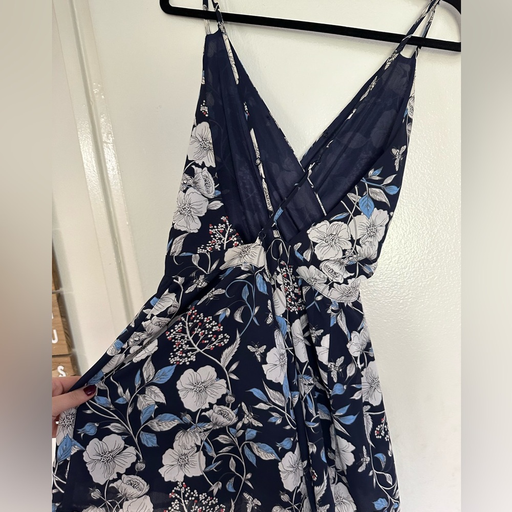 Navy Open Back Pattern Romper - image 6